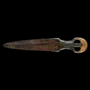 EGYPTIAN BRONZE DAGGER WITH HYPO TOOTH POMMEL, MIDDLE KINGDOM- SECOND INTERMEDIARY PERIOD